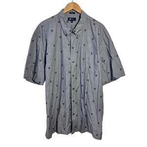 Reyn Spooner Classic 100% Cotton Graphic Short Sleeve Shirt Men 3XL Gray Preppy